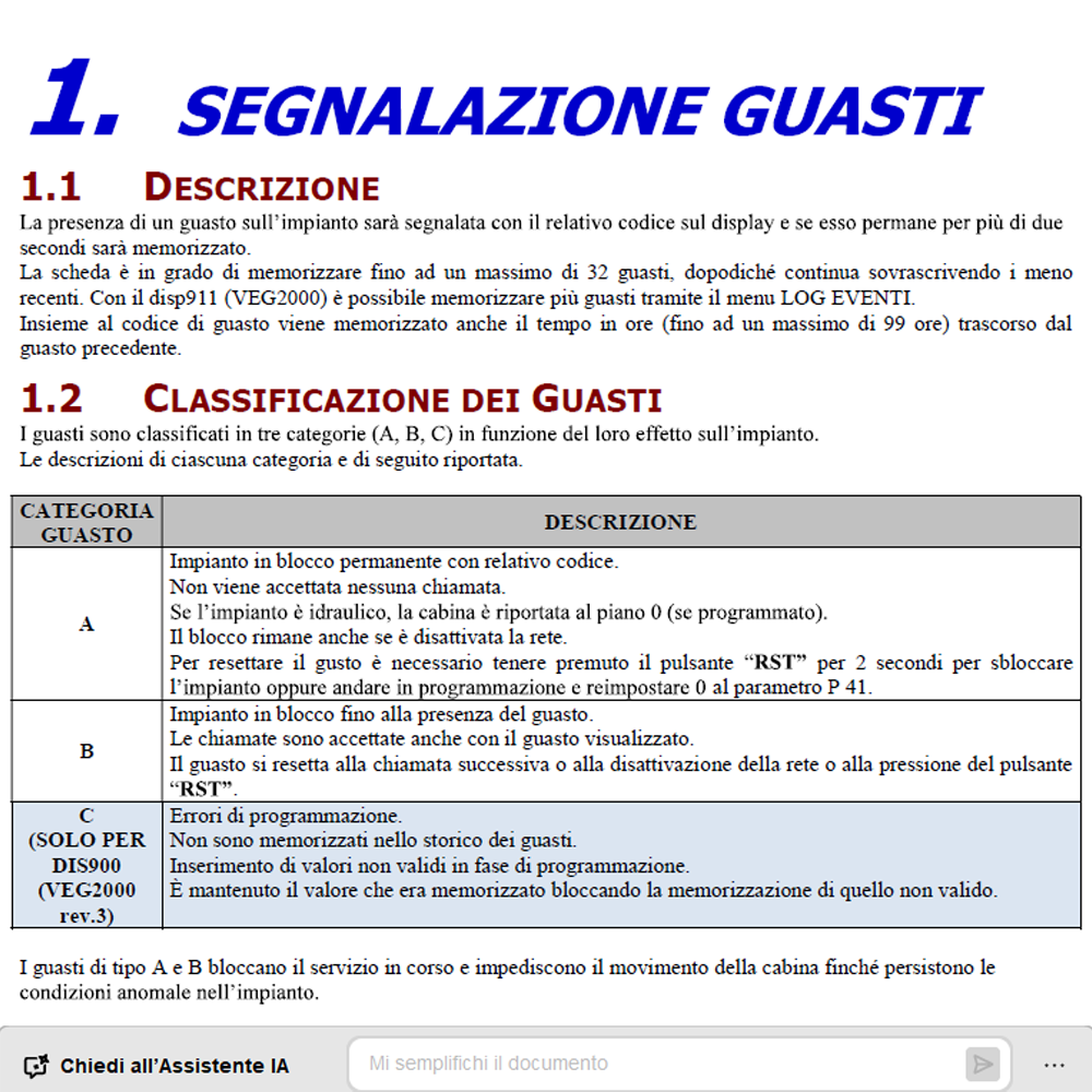 Manuale lista allarmi veg2000